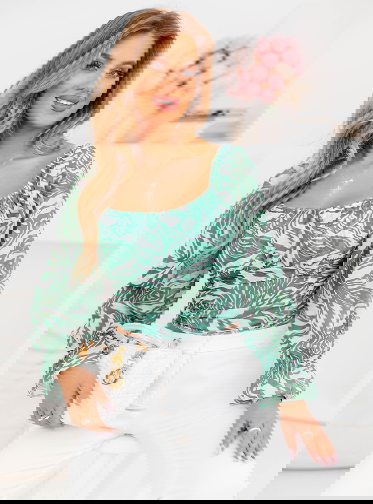 Wzorzysta szyfonowa bluzka typu...