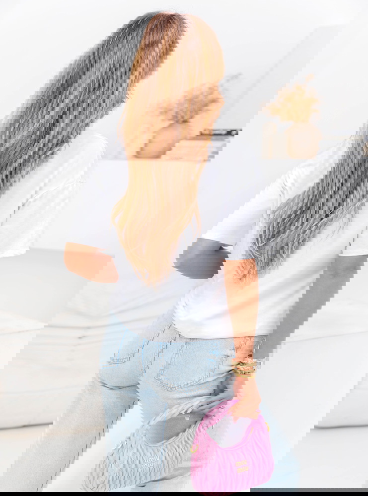 Biała koszulka z cyrkoniami Linalia