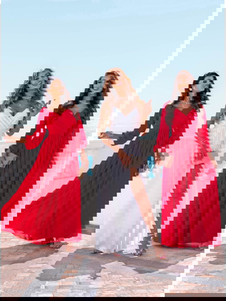 Malinowa długa sukienka z... 2