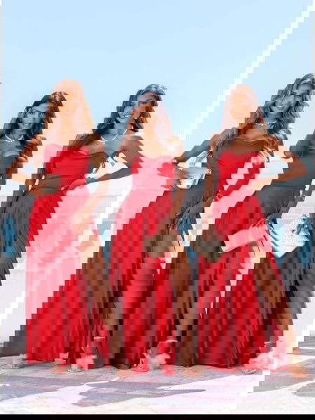 Malinowa długa satynowa... 2