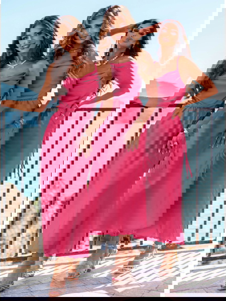 Satynowa sukienka wiązana... 2