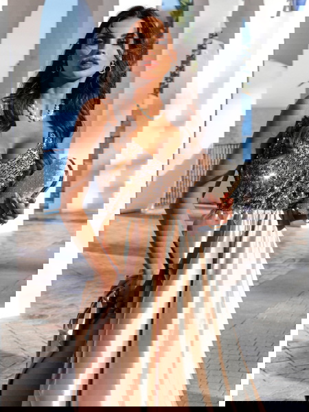 Złota długa sukienka z... 2