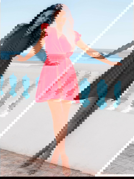 Malinowa sukienka z... 2