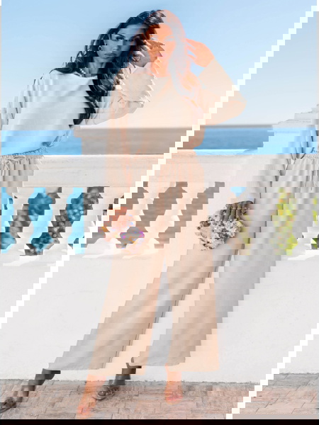 Beżowy komplet bluzka i... 2