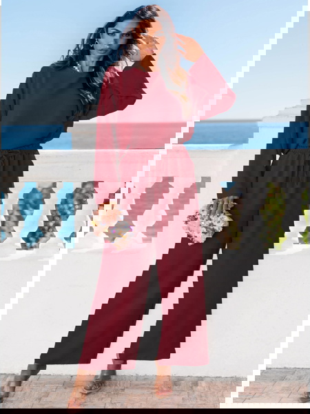 Bordowy komplet bluzka i... 2