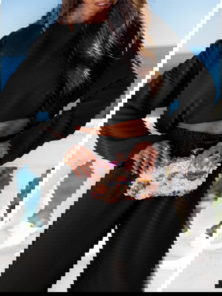 Czarny komplet bluzka i... 2