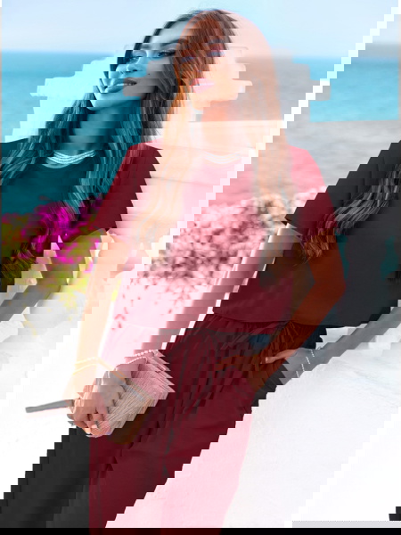 Bordowy komplet bluzka z... 2