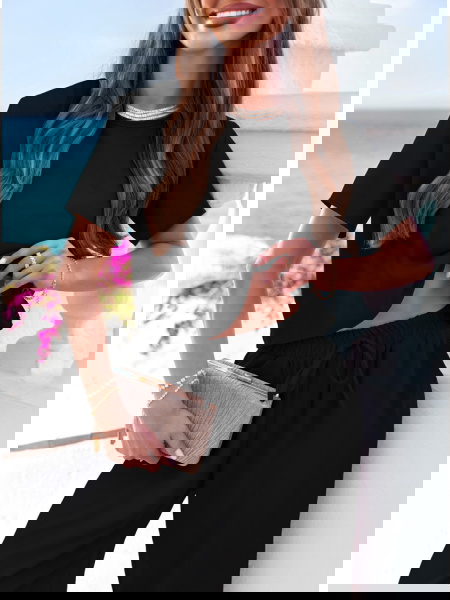 Czarny komplet bluzka z... 2