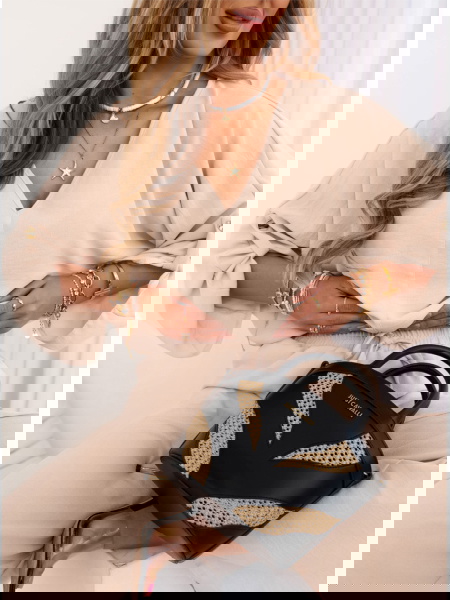 Beżowy komplet bluzka i... 2