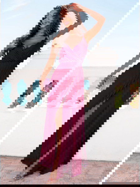 Bordowa sukienka satynowa... 2