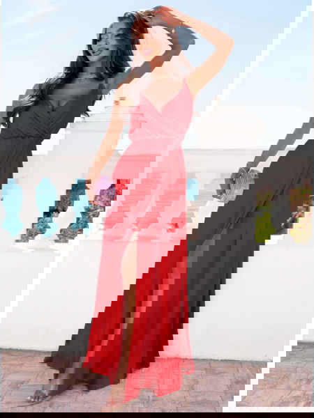 Malinowa sukienka satynowa... 2