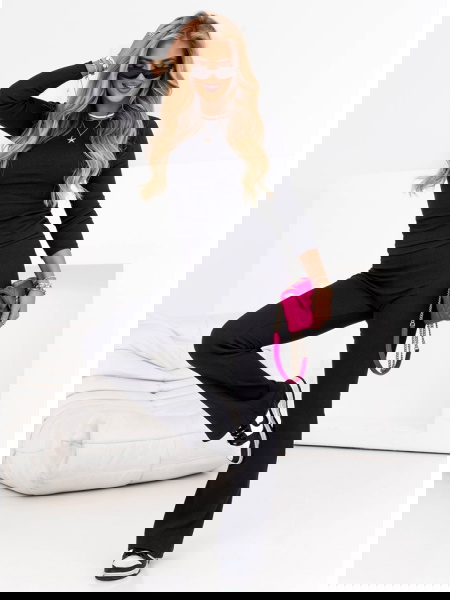 Czarny prążkowany komplet... 2