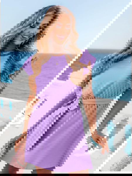 Liliowa sukienka z... 2