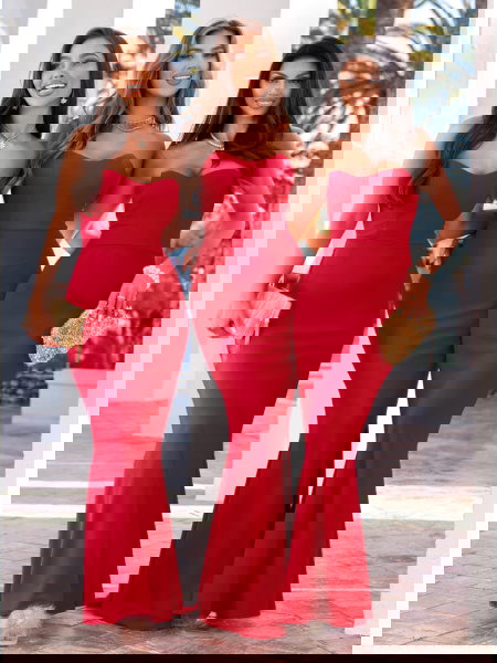 Malinowa dopasowana długa... 2