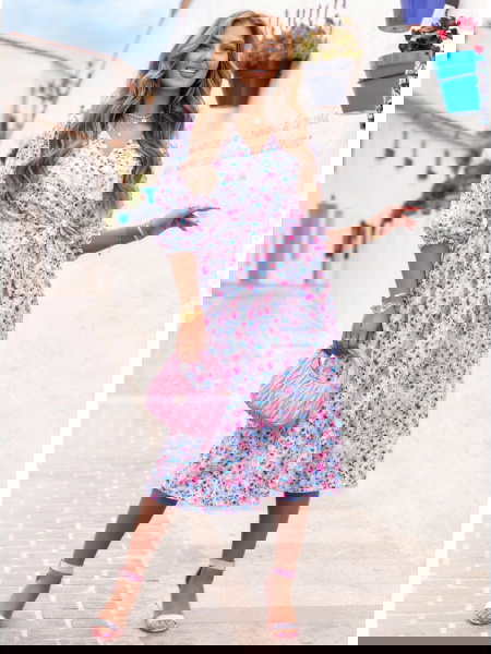 Kwiecista sukienka midi z... 2