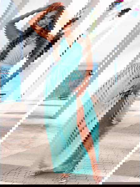 Pistacjowa długa satynowa... 2