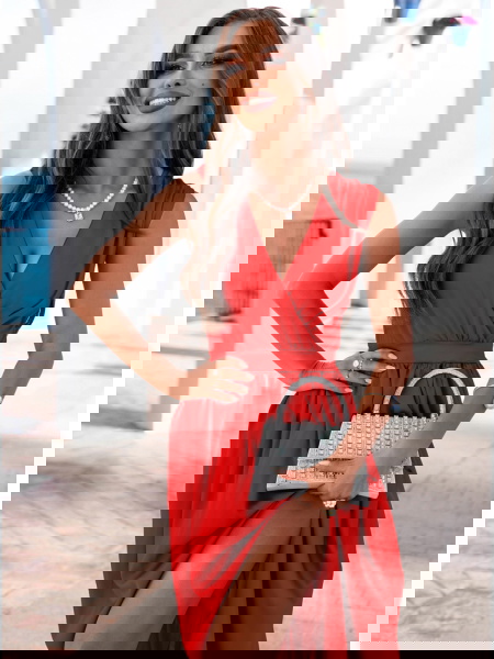 Malinowa długa satynowa... 2