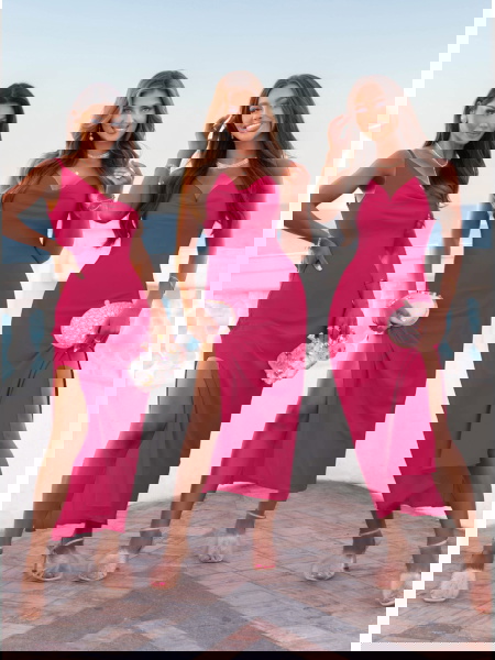 Satynowa długa sukienka na... 2