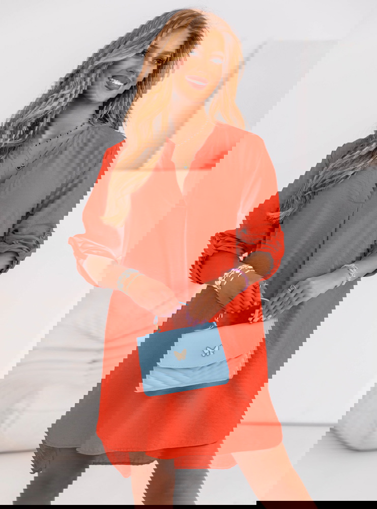 Pomarańczowa sukienka koszulowa...