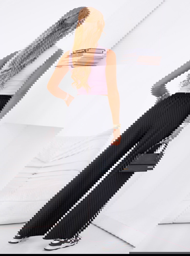 Czarne szerokie spodnie Leelynn