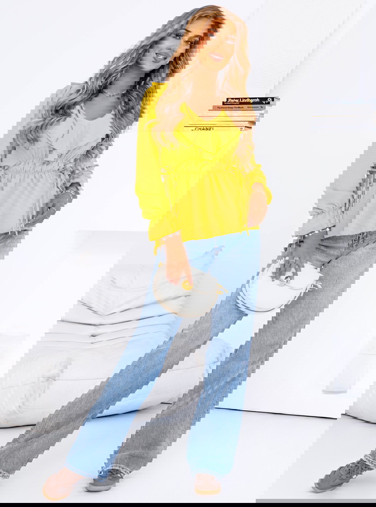 Żółta bluzka z żabotem Kaminna