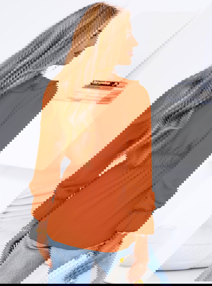 Pomarańczowa bluzka z żabotem Kaminna