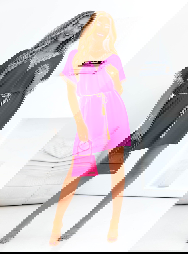 Sukienka mini z koronką Mevelyn - fuksja