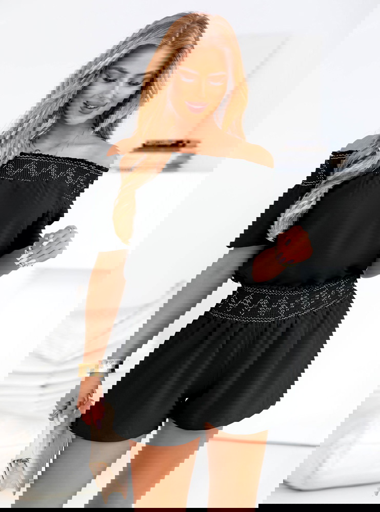 Czarny komplet bluzka typu hiszpanka...