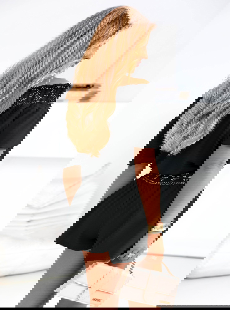 Czarny komplet bluzka typu hiszpanka...