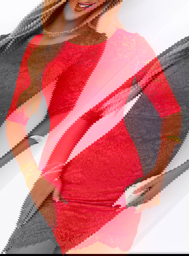 Pomarańczowa koronkowa sukienka Nallia