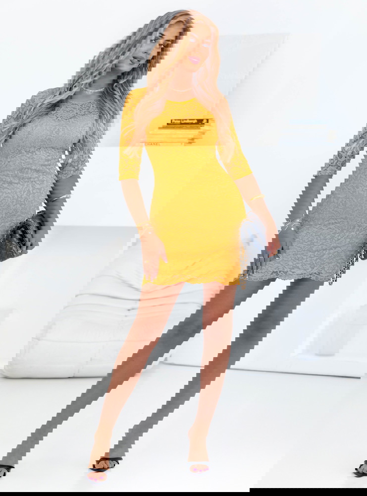 Miodowa koronkowa sukienka Nallia