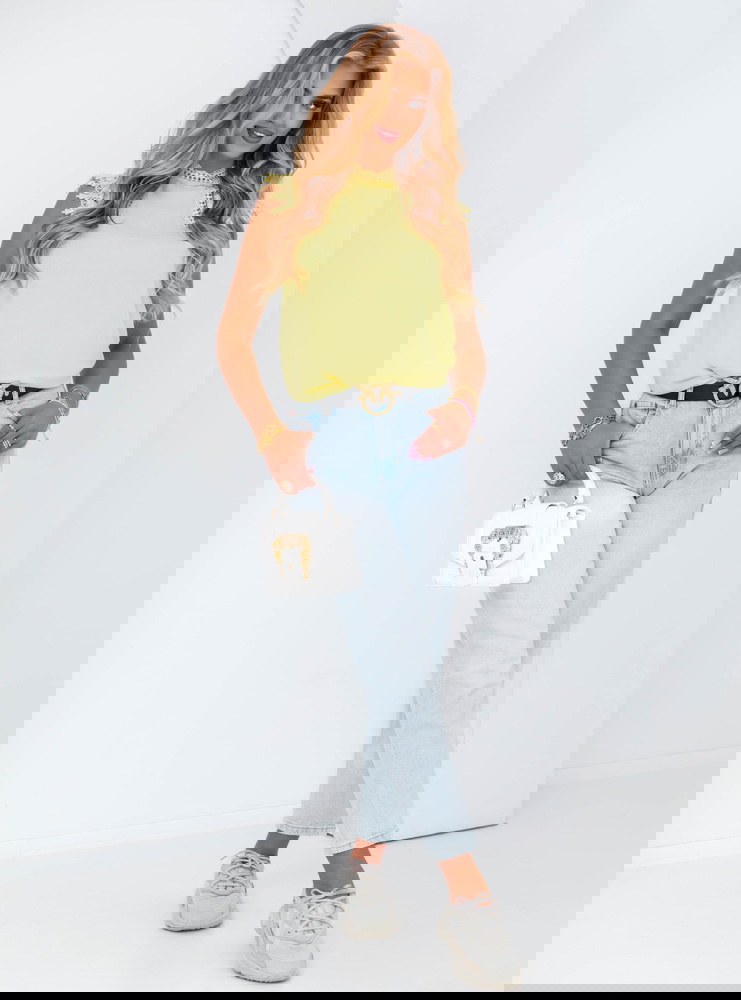 Bananowa bluzka z koronką Cristianne