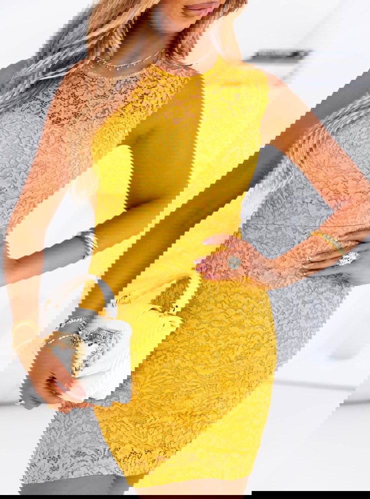 Miodowa koronkowa sukienka Josefinia