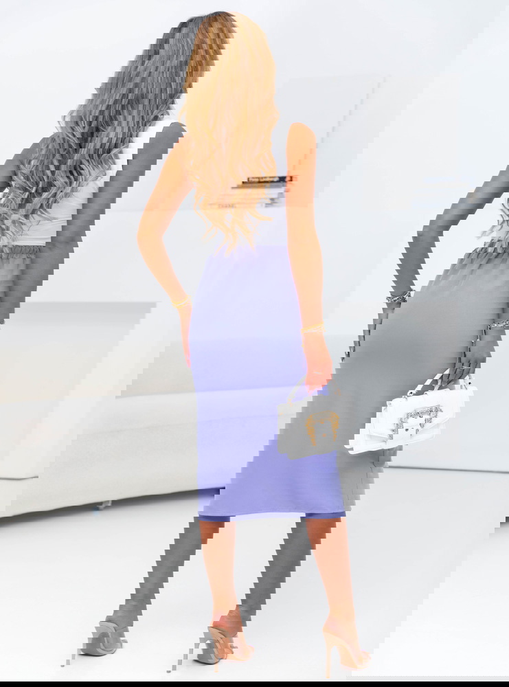 Liliowa spódnica z rozcięciem Elianne