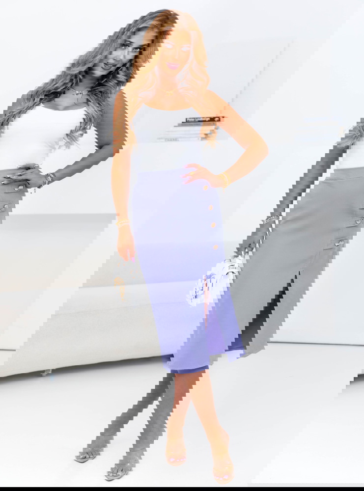 Liliowa spódnica z rozcięciem Elianne