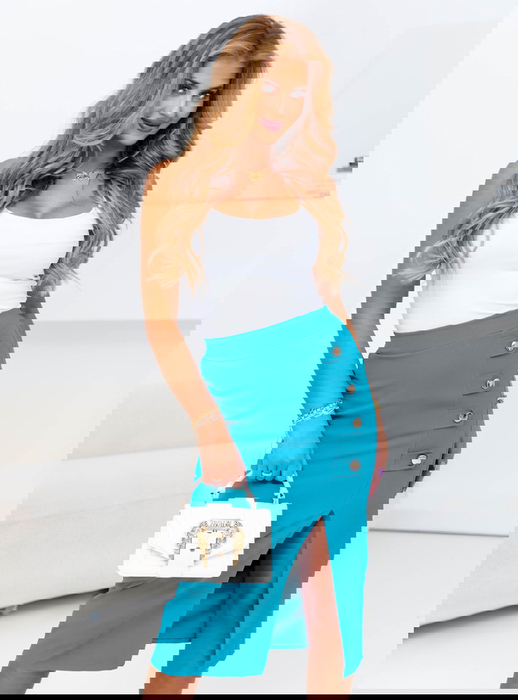 Niebieska spódnica z rozcięciem Elianne