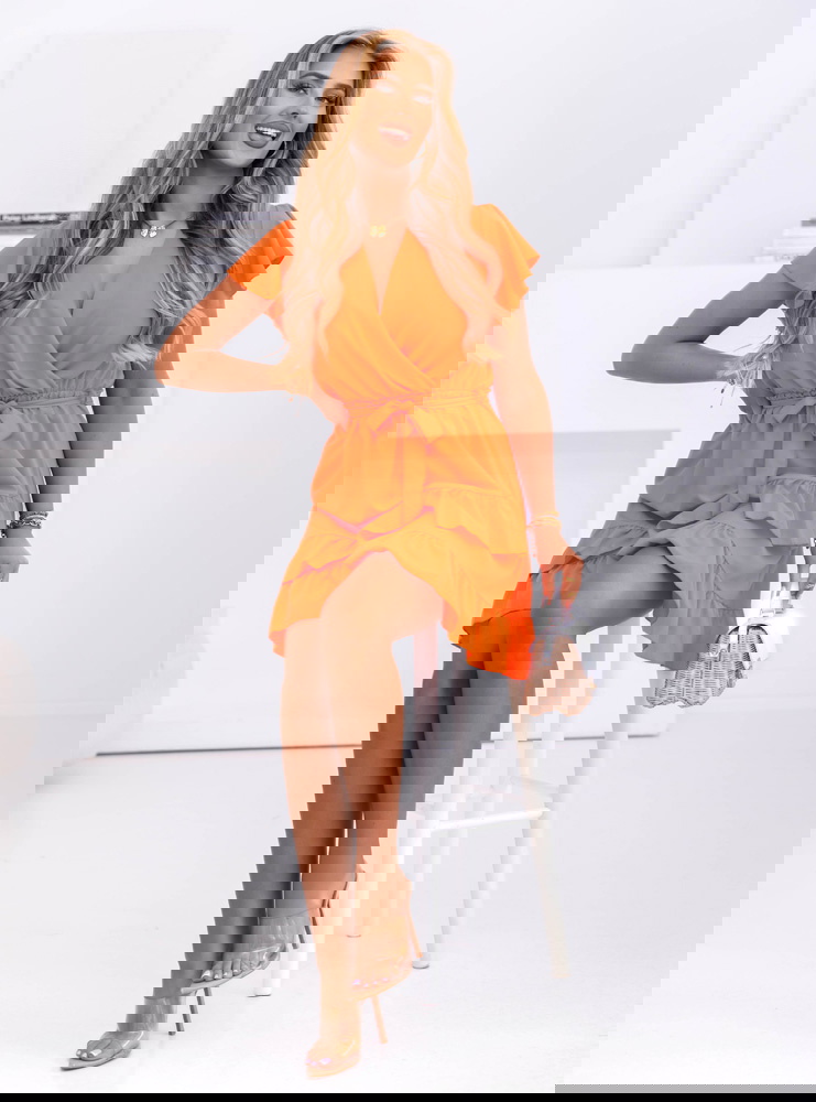 Pomarańczowa sukienka mini z...