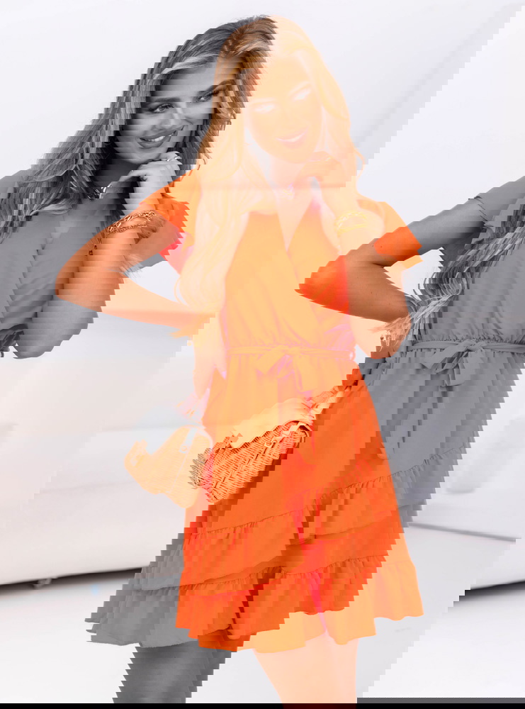 Pomarańczowa sukienka mini z...