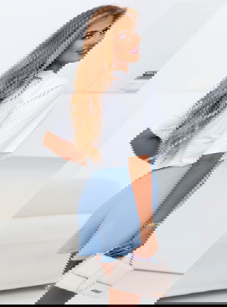 Błękitne spodenki z wysokim stanem Josee