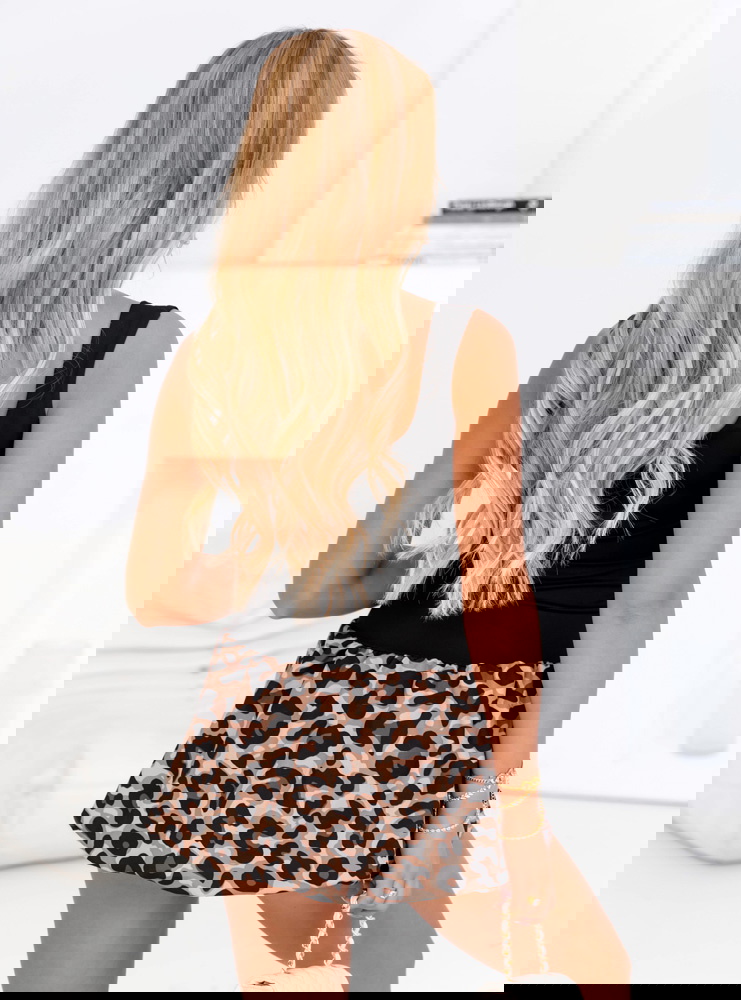 Sukienka mini typu bombka w panterkę...