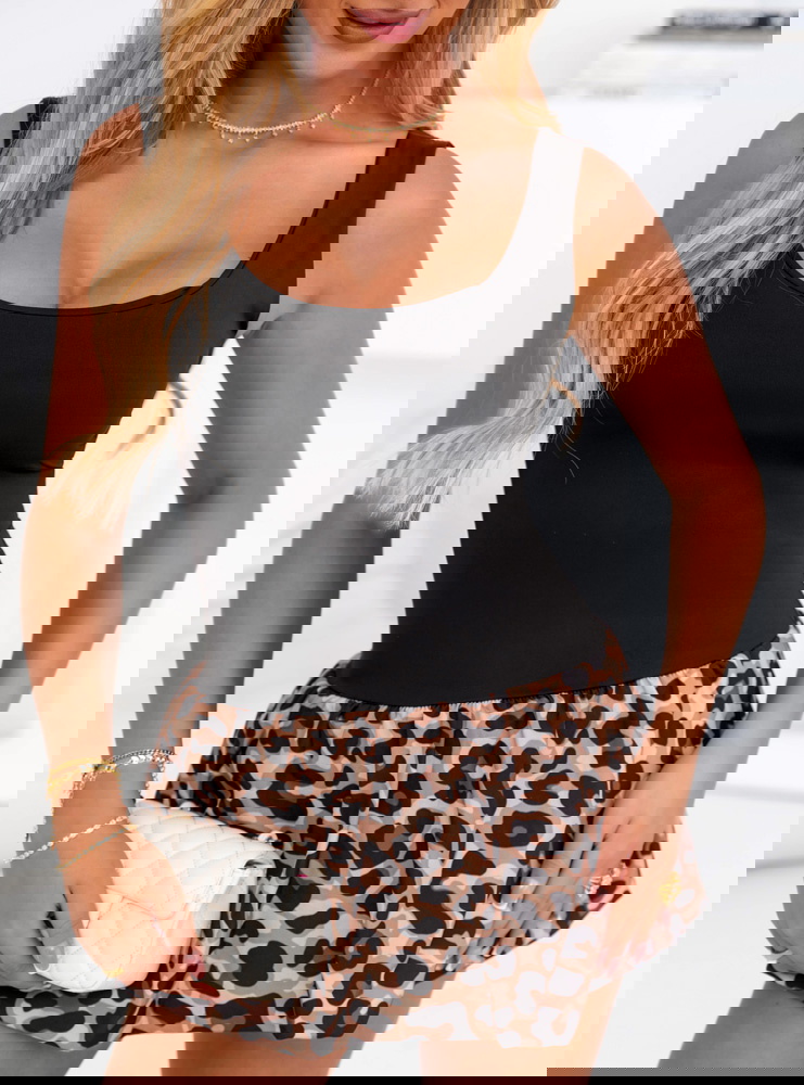 Sukienka mini typu bombka w panterkę...