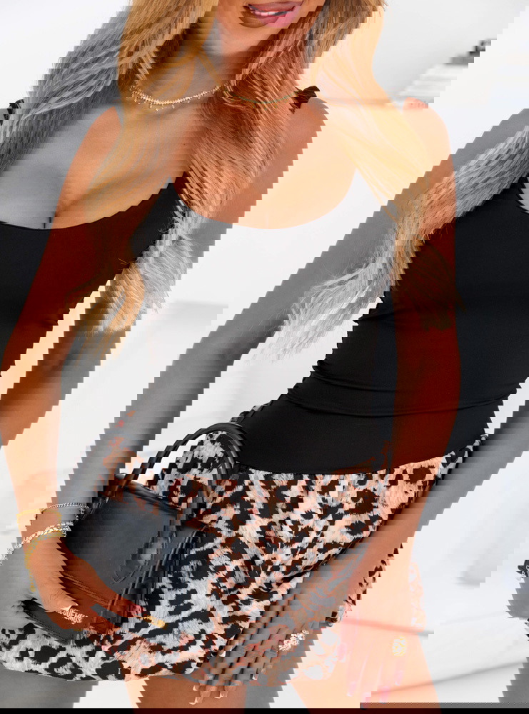 Sukienka mini typu bombka w panterkę...