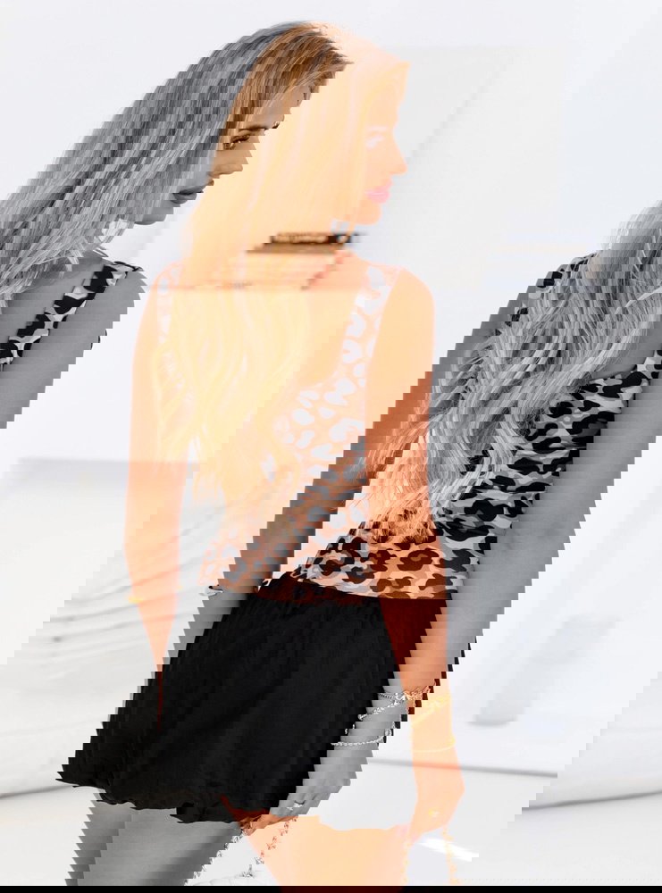 Sukienka mini typu bombka w panterkę...