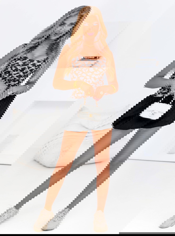 Sukienka mini typu bombka w panterkę...