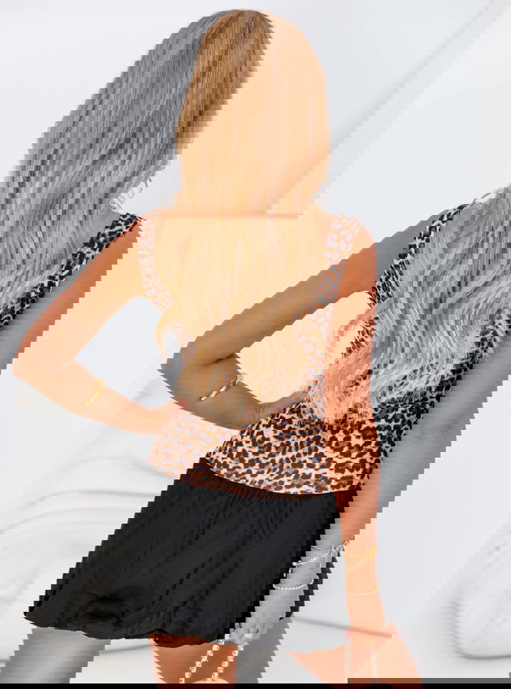 Sukienka mini typu bombka w panterkę...