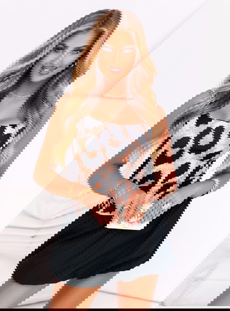 Sukienka mini typu bombka w panterkę...