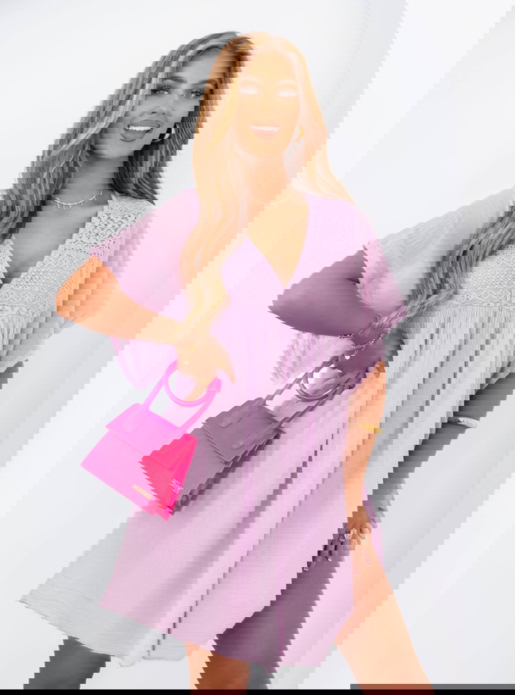 Liliowa muślinowa sukienka oversize z...