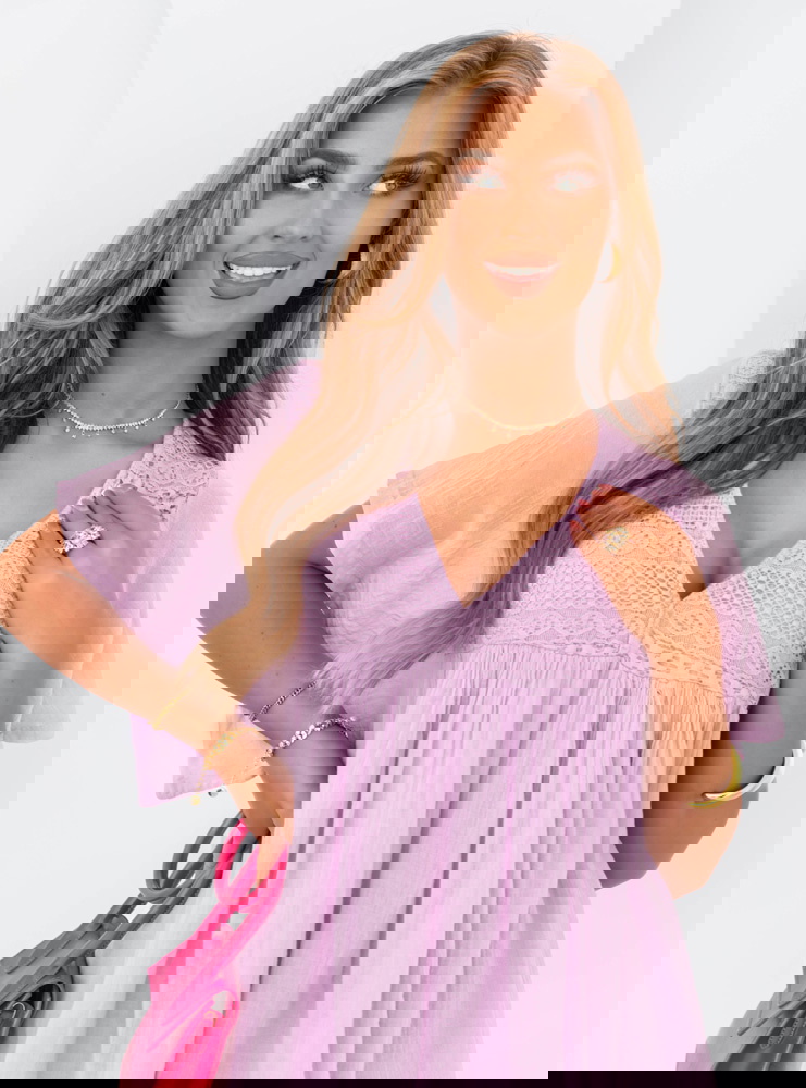 Liliowa muślinowa sukienka oversize z...