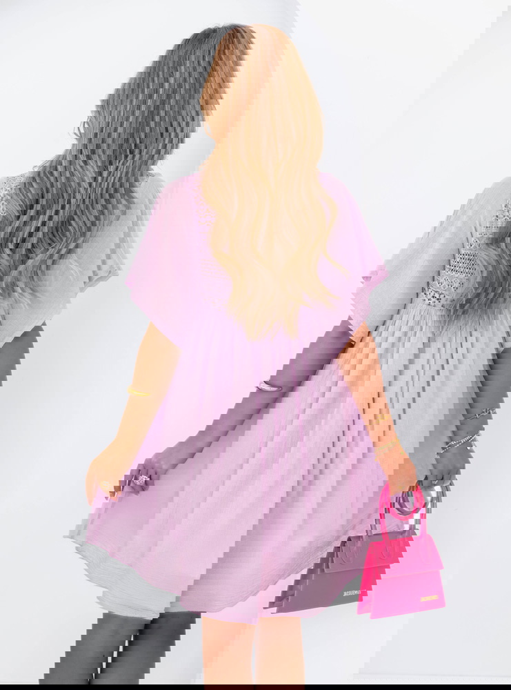 Liliowa muślinowa sukienka oversize z...