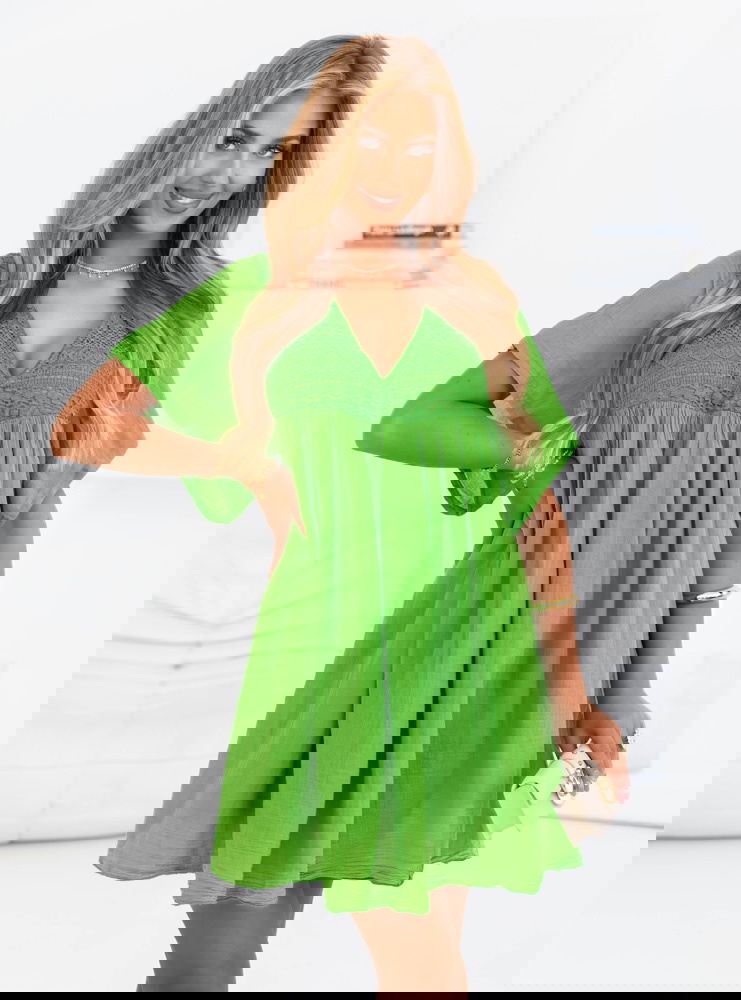 Zielona muślinowa sukienka oversize z...